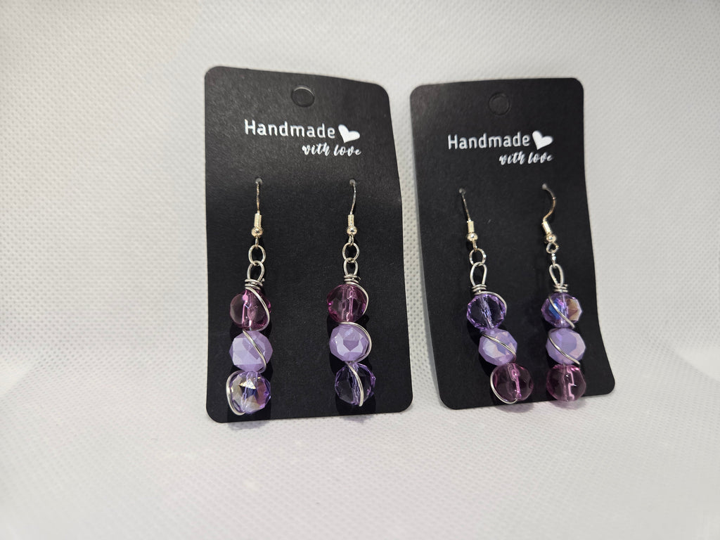 Purple Wire Wrapped Earrings