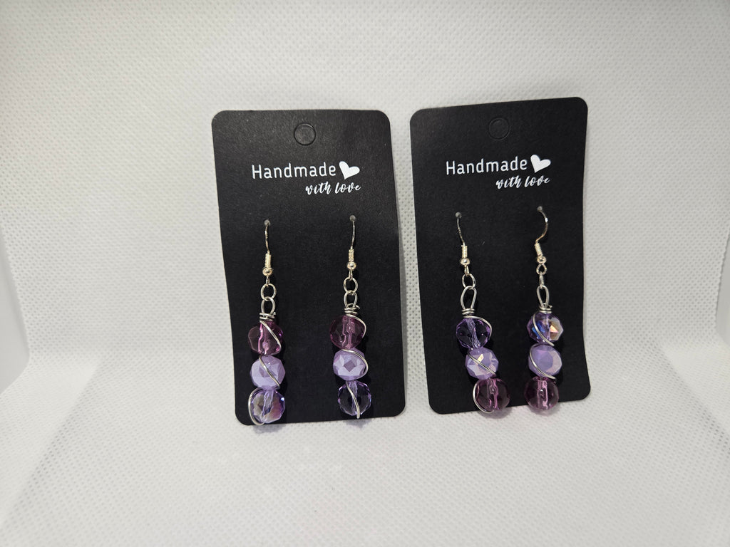 Purple Wire Wrapped Earrings